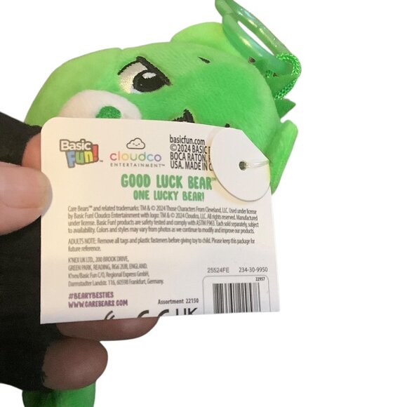 Care Bears Good Luck Bear One Lucky Bear 6" Plush Clip-On Keychain Basic Fun NEW - Picture 3 of 7